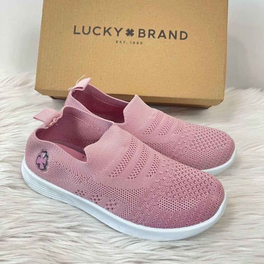 Lucky Brand girls pink fabric sneakers walking shoes size 2 3